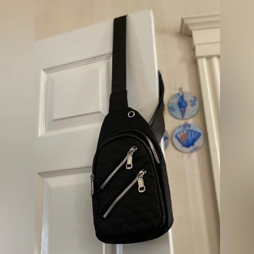 Quilted sling crossbody bag travel bag walking bag